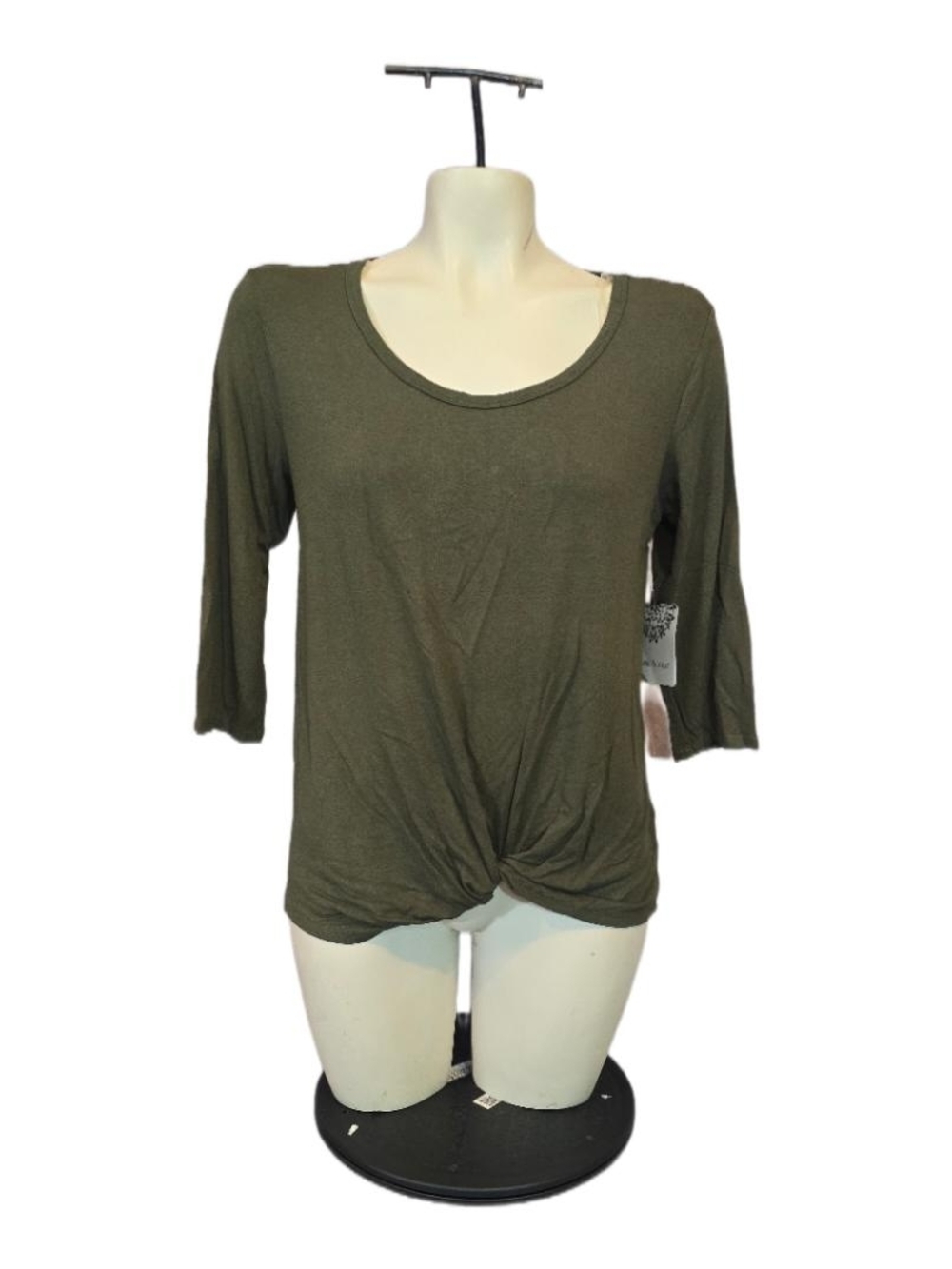 Late August Twist-Front Olive Green Long Sleeve Tee Size Small